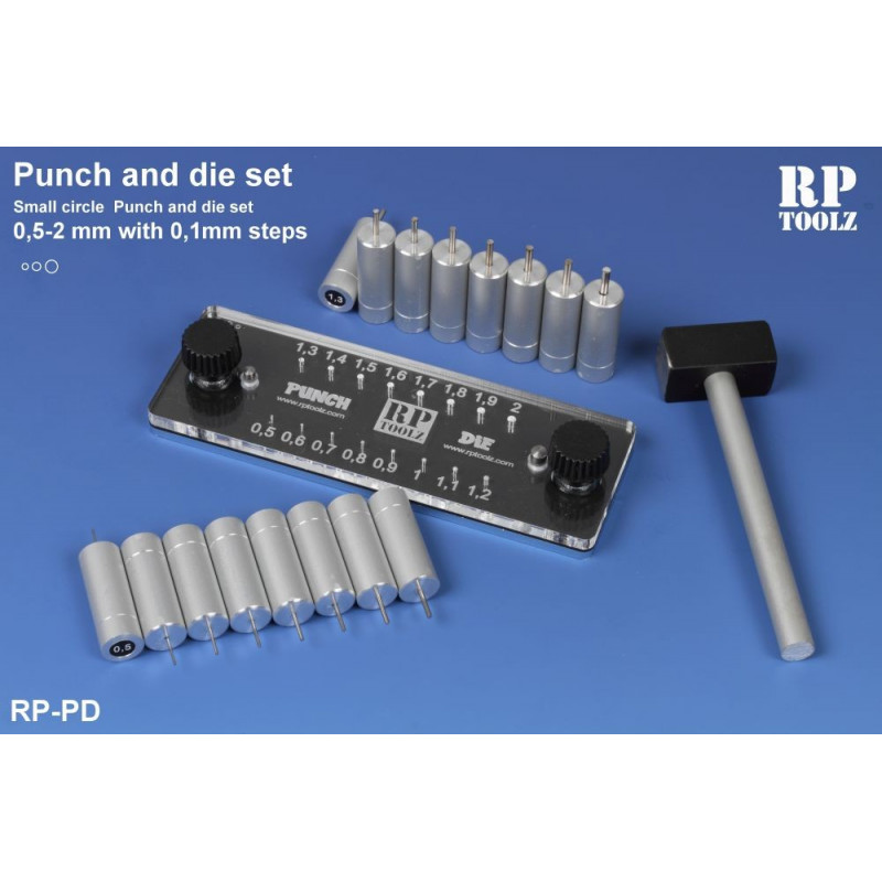 Punch and die set de 0,5 à 2,0 mm pas de 0,1 mm