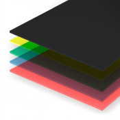Assortiment de 5 plaques transparentes (4 couleurs + noir) 150x300x0,25mm