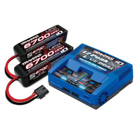 PACK CHARGEUR LIVE 2973G + 2 x LIPO 4S 6700MAH 2890X PRISE TRAXXAS