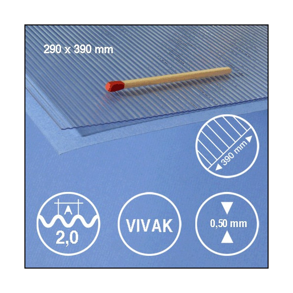 Tôle ondulée transparente Vivak 2,0mm pour maquettes d'architecture