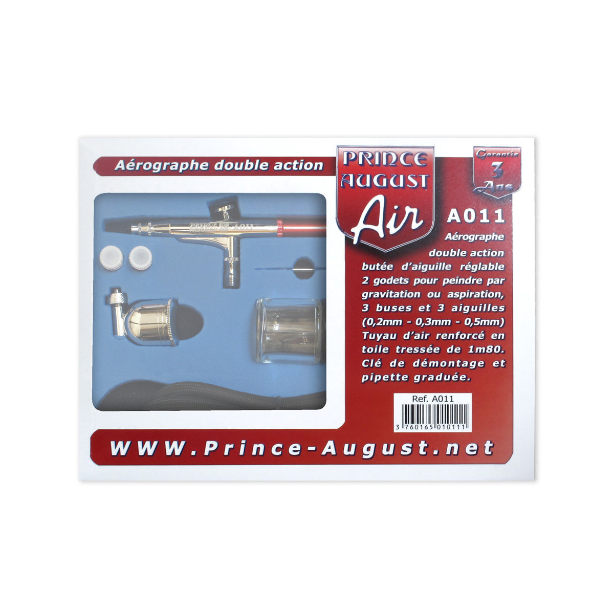 Aérographe Paasche VLST-3W Double Action - Étui En Bois, 3 Tailles De Tête, Pour Peinture à L'eau Et Solvants