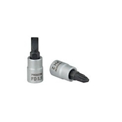 Douille tournevis à fente 1/4" (6,3 mm) Longueur 33mm en acier CrV