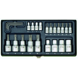 Coffret douilles "TX" 1/4 et 1/2" 23 pcs