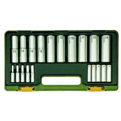 Coffret douilles rallongées 1/4"-1/2" 20 pcs
