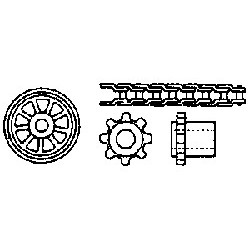 Kit transmission à chaîne (1 chaine L 155 mm - 2 pignons 1/8" à 8 ou 9 dents)