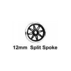 Roues à 8 rayons ouverts - Essieu wagon avec pointes - Diamètre 12 mm