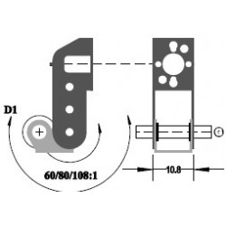 Réducteur à 2 étages - Réduction 60:1 - Axe moteur 2,0 mm - Axe de sortie 1/8"