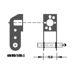 Réducteur à 2 étages - Réduction 80:1 - Axe moteur 2,0 mm - Axe de sortie 1/8"