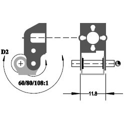 Réducteur à 2 étages - Réduction 80:1 - Axe moteur 1,5 mm - Axe de sortie 1/8"