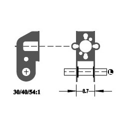 Réducteur à 2 étages - Réduction 54:1 - Axe moteur 1,5 mm - Axe de sortie 1/8"