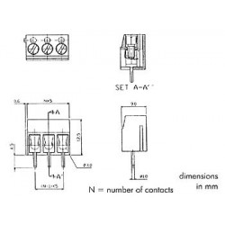 Bornier à vis 2 pôles bleu pour plaque circuit imprimé
