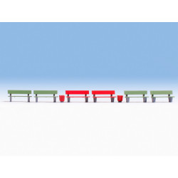 HO/ 6 Bancs et 3 poubelles