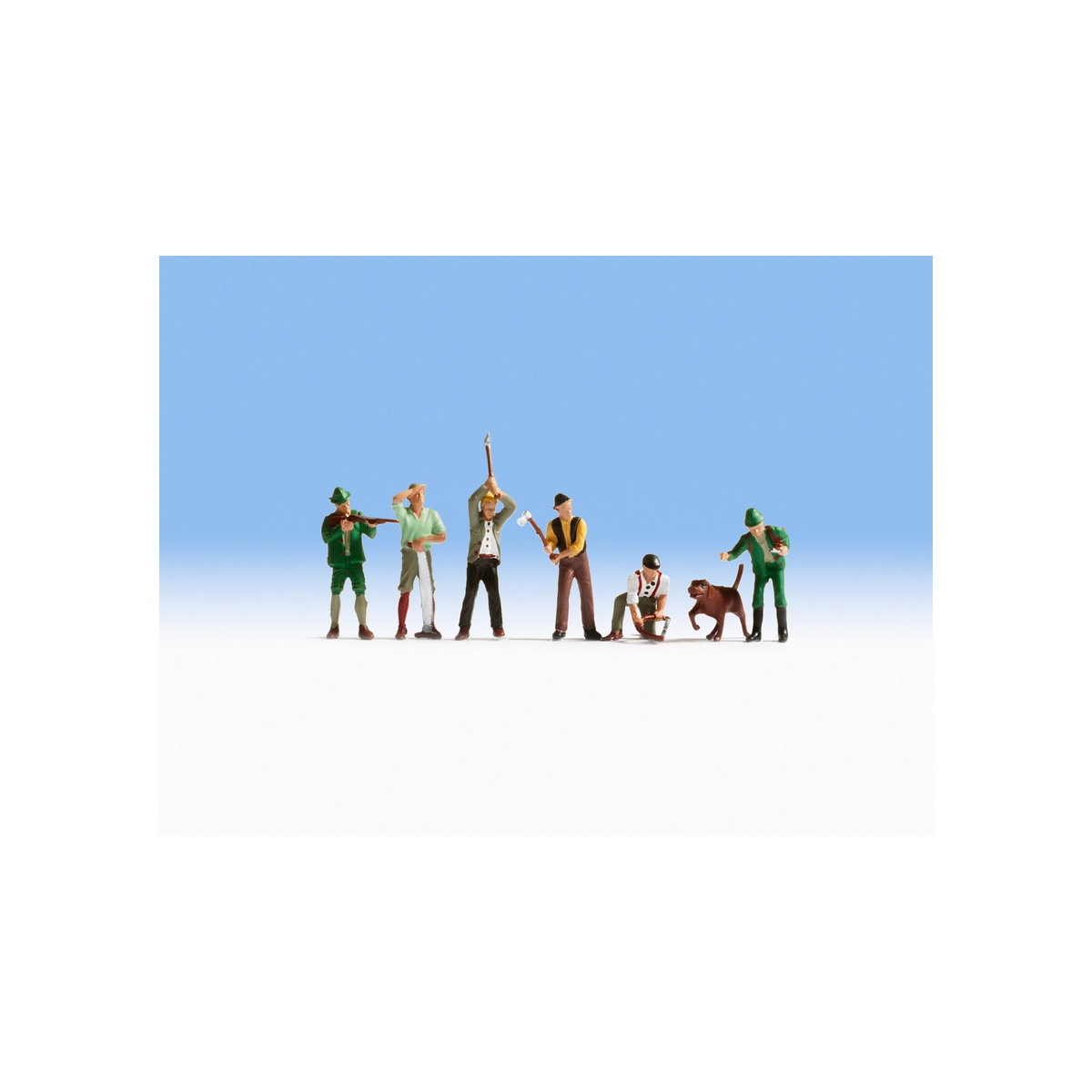 Noch 15060 - Figurines Chasseurs Et Bûcherons Pour Modélisme Ferroviaire - Lot De 7 Personnages