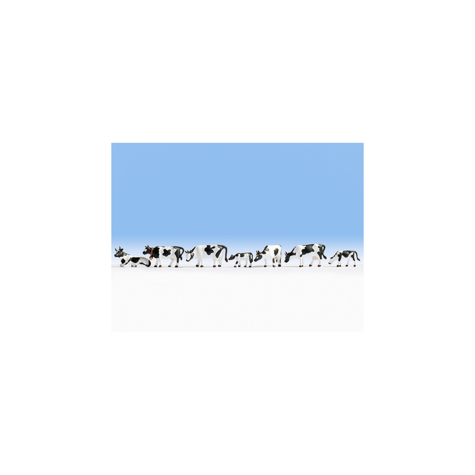 Noch 36721 Modélisme Ferroviaire - 9 Vaches Blanches Et Noires Figurines
