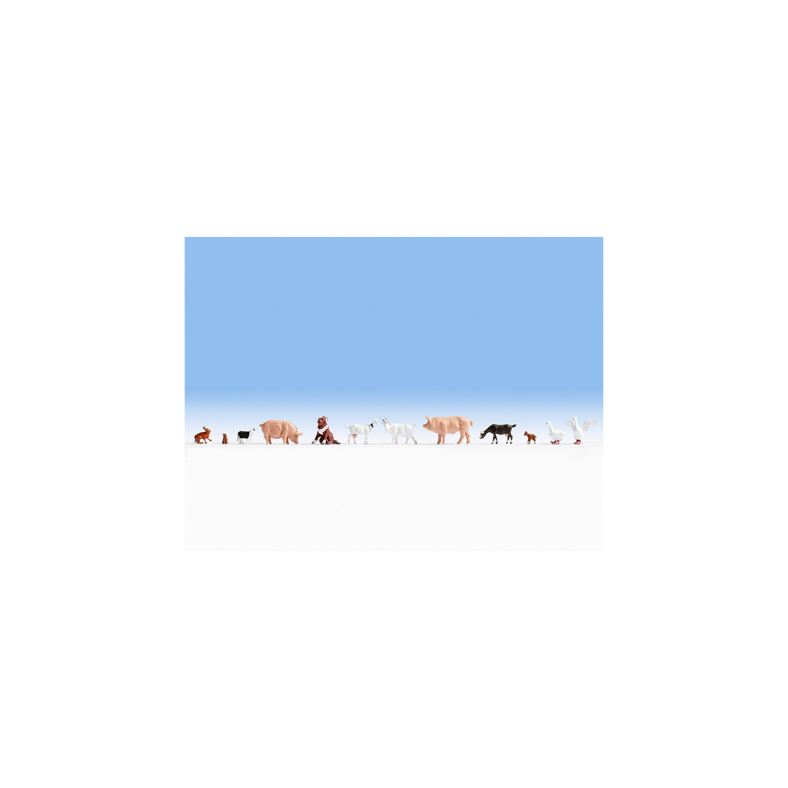 Noch 36713 - Figurines Animaux De La Ferme - 9 Pièces - Échelle HO Pour Modélisme Ferroviaire